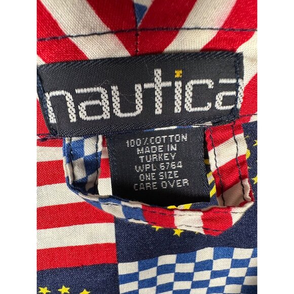 Vintage 90s NAUTICA Mens Nautical Patriotic Cotton Robe O/S American Flag - Picture 2 of 12